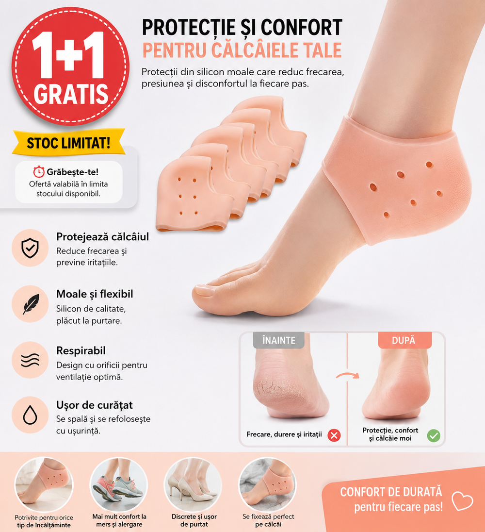 1+1 GRATIS Protecții din silicon pentru călcâie