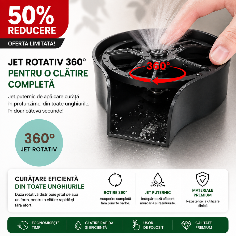 Jet Profesional pentru Clătirea Paharelor și Curățarea Chiuvetei