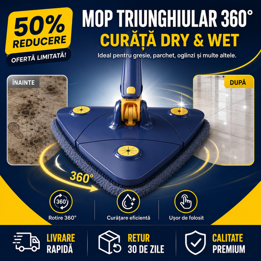 Mop Multifuncțional 360° cu Mâner Telescopic